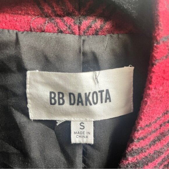 BB Dakota plaid wrap asymmetrical wool blend jacket Sz S - Picture 7 of 12